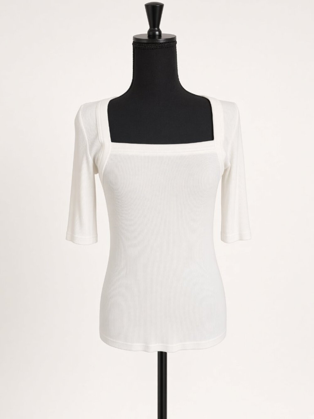 Banana Republic Ivory Square Neck Ribbed Top M